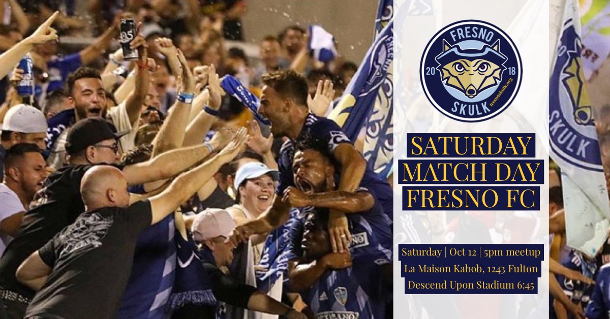 FresnoSkulk's tweet photo. #TheLast90 of regular season at home! DO NOT MISS!!

Meet up: 5pm
Descend upon stadium: 6:45
Kick off: 7:30

#FresnoFoxes #FresnoSkulk
#BuiltForFresno #BuiltForFresnoFC
#FoxesTilWeDie #SomosZorros
@ffcfoxes @559_fc https://t.co/B5lTi63qxt