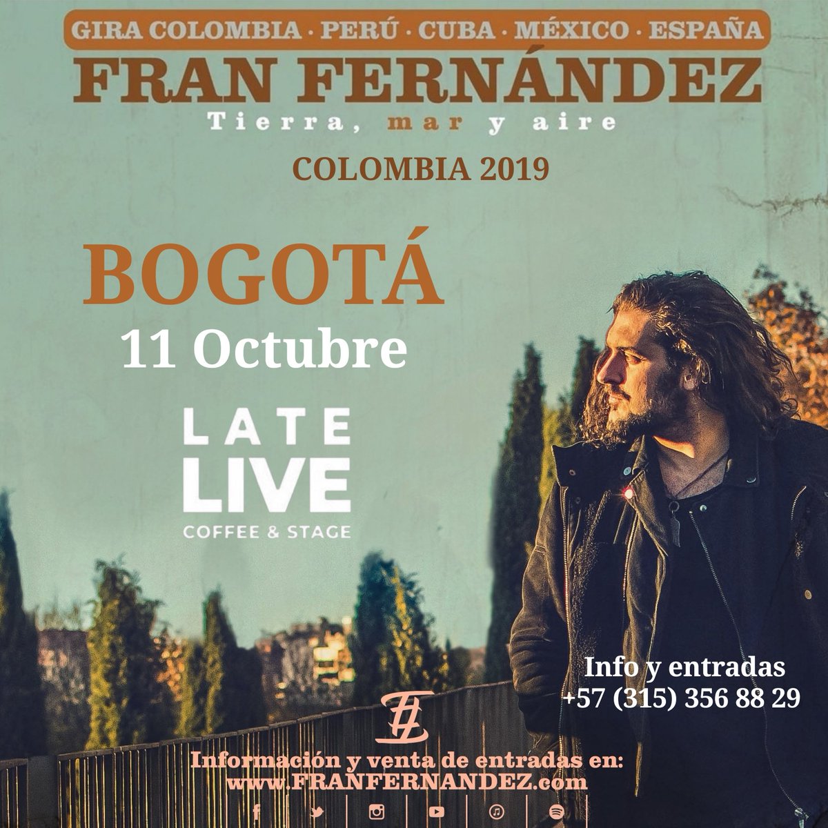 universofranfer's tweet photo. ¡HOY! 
Solo quedan unas horitas para que comience la gira 🎶🖤
Esta noche la voz de @franfermusica, sus inseparables 11 cuerdas y sus loops, harán magia en  BOGOTÁ en @live_late.
¡No te lo pierdas!
#FranFernández #FranFernándezMúsica #concierto #hoy #11deOctubre #bogotá #latelive https://t.co/6Ws8h5myDU