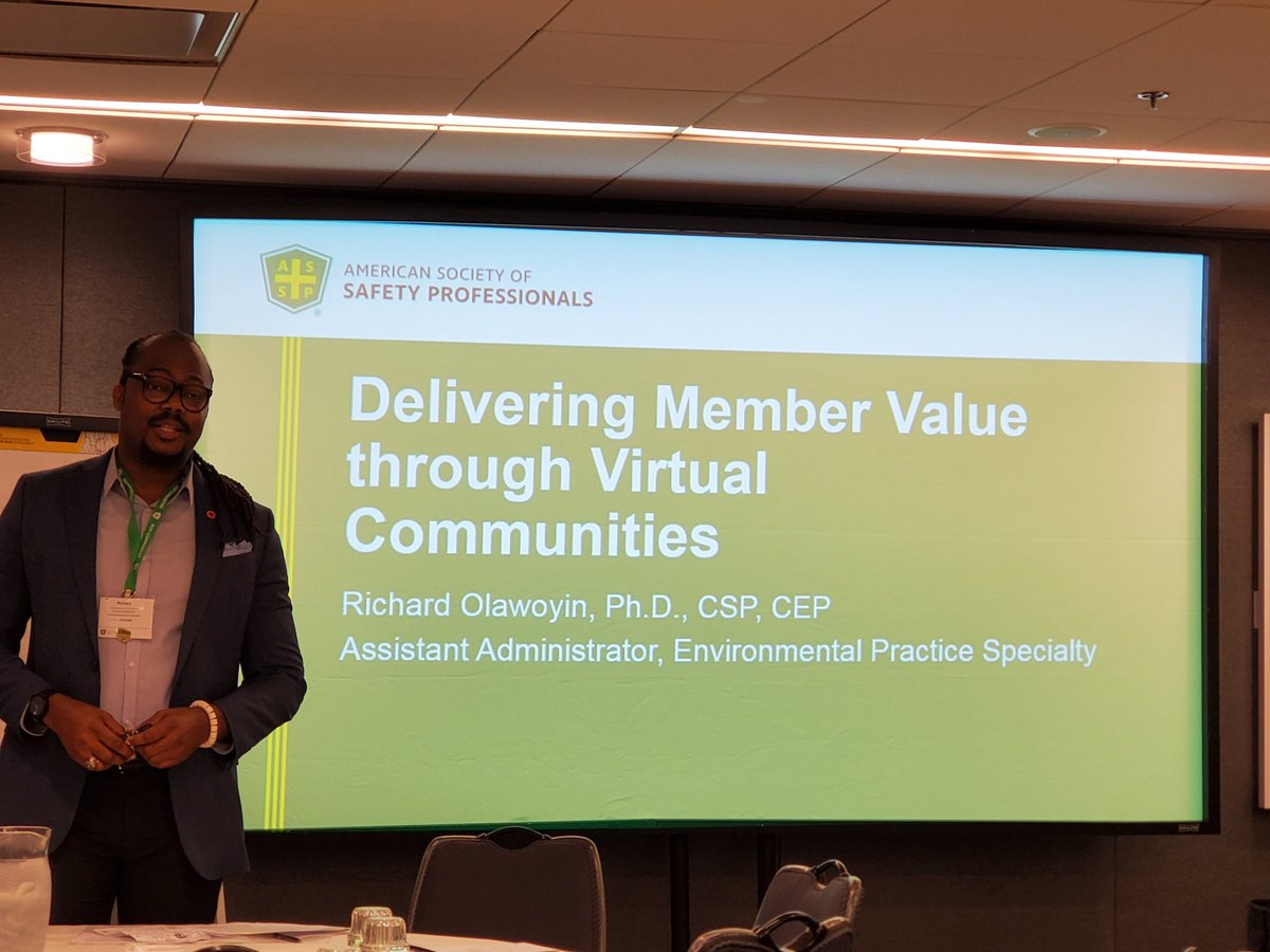 DukeDerdock's tweet photo. Final sessions for the day!
Richard Olawoyin presenting - Delivering Member Value Through Virtual Communities
#ASSP #LightningSessions #ASSPCentralFloridaChapter #ASSPRegionIV
#Chicago #ASSPLeadershipConference https://t.co/gLslEAzhJc