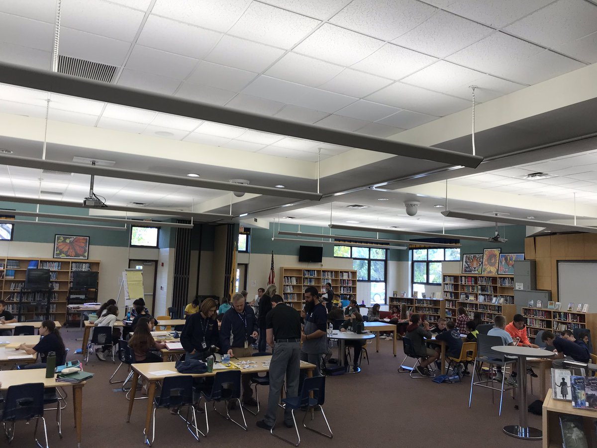 MrGallagherEMS's tweet photo. Another amazing #TechFree day of learning @EisenhowerMS. “Unplugged” StuCo morning meeting &amp; announcements, open-middle math, trading/bartering and a schoolwide reading train to cap off the day...more pics to follow! @TroyAve @CharlesSeipp @MathRoxNJ @ShanRodas @socialstudierox https://t.co/zZ4b9qfwjS