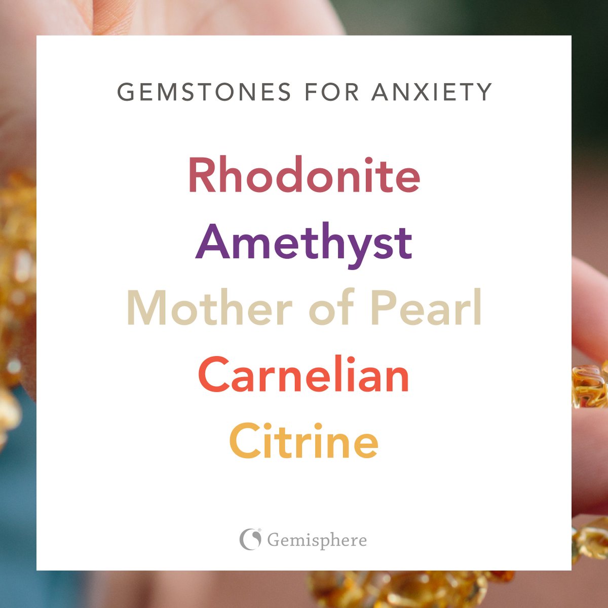 gemisphere's tweet photo. • GEMSTONES FOR ANXIETY •⁣⁣⁣⁣
⁣⁣⁣⁣
✨ Rhodonite
⁣⁣⁣⁣
✨ Amethyst
⁣⁣⁣⁣
✨ Mother of Pearl
⁣⁣⁣⁣
✨ Carnelian
⁣⁣⁣⁣
✨ Citrine
⁣
#crystalhealing #gemstones #naturopathy #naturopathicmedicine #naturalhealing #energywork #mentalhealthawarenessweek  #anxiety https://t.co/Ow8t9uErAU