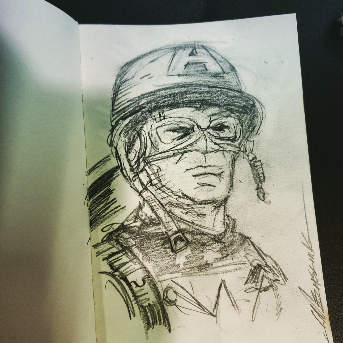 CartoonCaveman's tweet photo. World War II Captain America sketch commission ACE Comicon #acecomicon #marvel #captainamerica #sketch https://t.co/GXTLm5kSBX