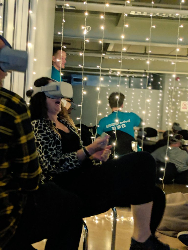 MosaMpetha's tweet photo. Megalolz at people screaming at #StrangerThings #VR! Good choices @rosesummervr ! #INDIs2019 #LightNightLeeds2019 https://t.co/VgHQPmBAZ8