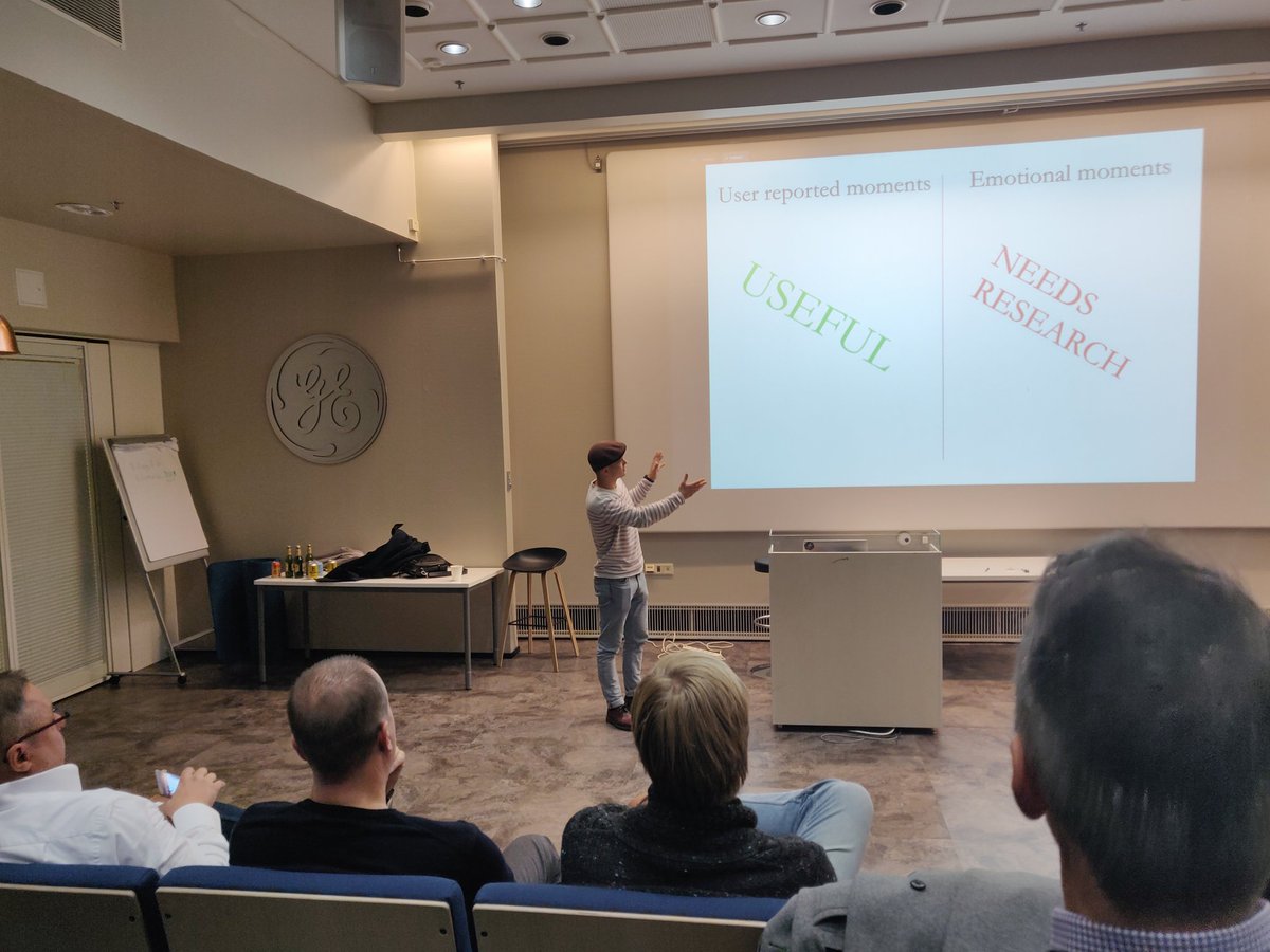 Adusso's tweet photo. Even the most experienced software users get physiological responses on using a software. Svante Häggblom giving a presentation on the recent study combining #UX monitoring with #Empatica wrist device at the Adusso 8th years birthday workshop at @healthinnovlge https://t.co/sOMFFqf1Ct