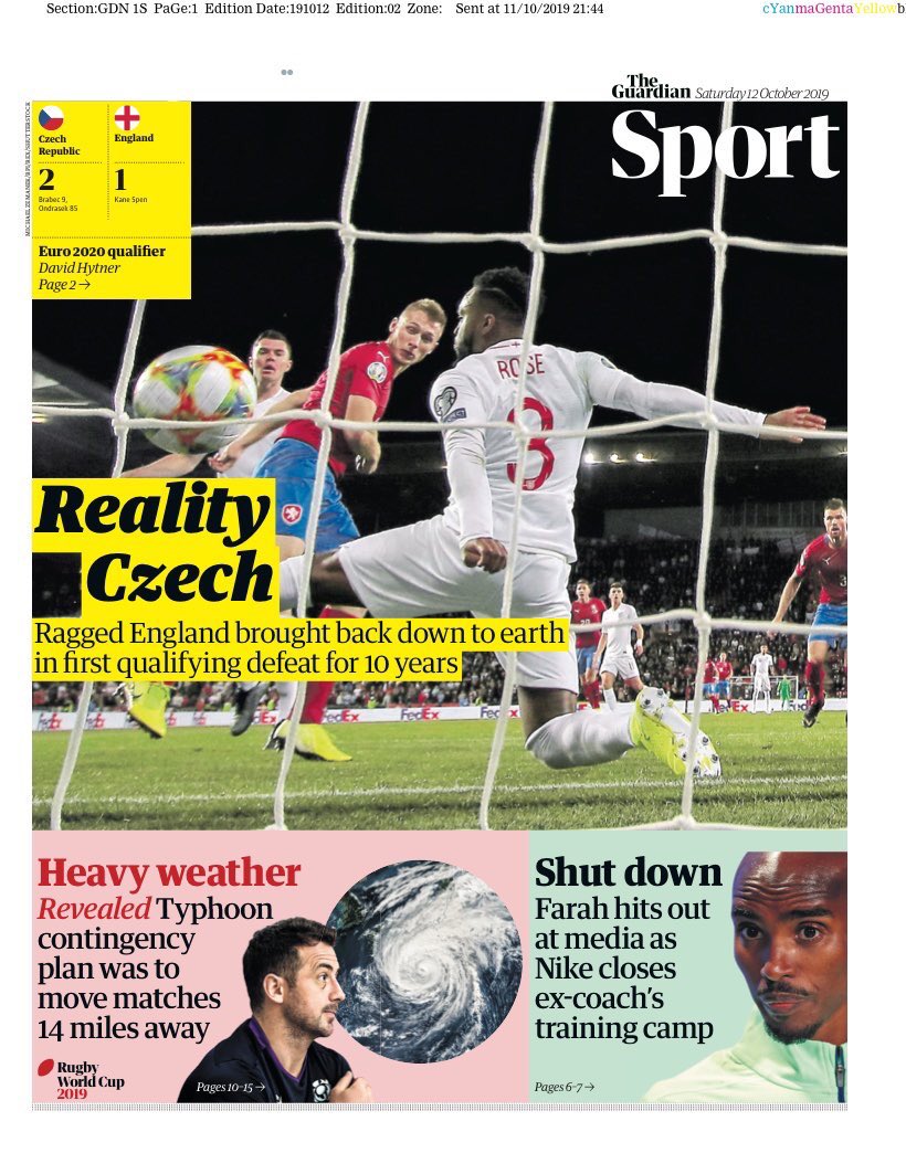 TijaniGoulletAD's tweet photo. Zowat alle Engelse kranten hebben dezelfde kop: #realityczech Zelfs The Times. https://t.co/KLknvY21yH