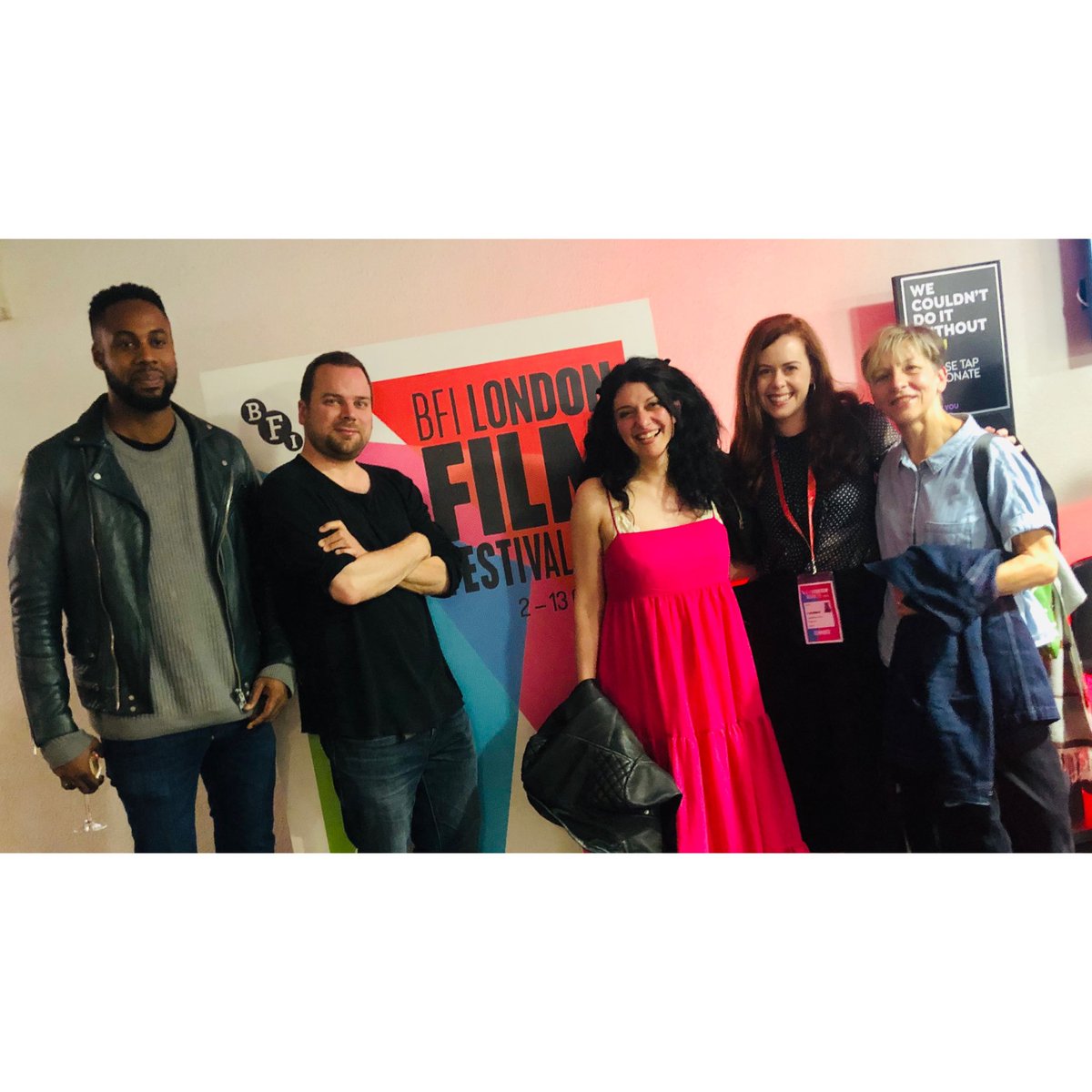 IonaFirouzabadi's tweet photo. Team Martha 🎈🎬 post our first public screening at #LFF  DoP Aaron Reid Dir @chrishaydon99 W (me - yes, I did go dressed as giant 🍓 jelly) Prod @alexandrablue4 Ed Julie Buckland https://t.co/HMrarRNTtp