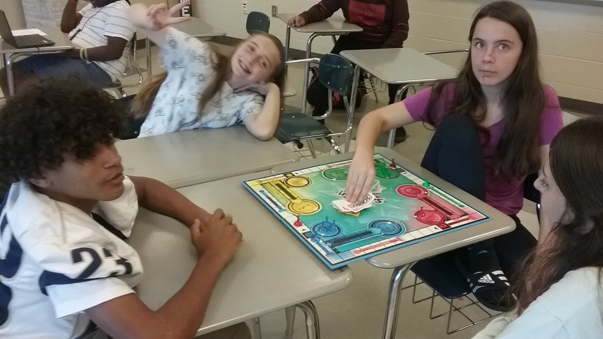 DianaMcMath's tweet photo. Ending the 1st quarter with board games. I love watching the kids playing all the classics I still love. #1roar #baldwinproud  #Monopoly #Sorry #battleship https://t.co/FSmDNePuL8