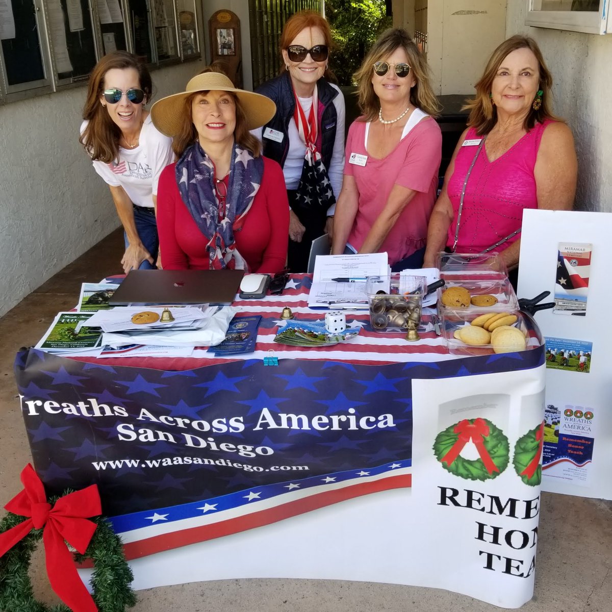 DeAnzaDAR's tweet photo. Happy 129th birthday to @TodaysDAR! De Anza Chapter celebrated with a day of service, selling wreaths for @WreathsAcross America Miramar National Cemetery. #DARdayofService #TodaysDAR #CSSDAR #ServiceforVeterans #RememberHonorTeach https://t.co/CpwXa3H3I9