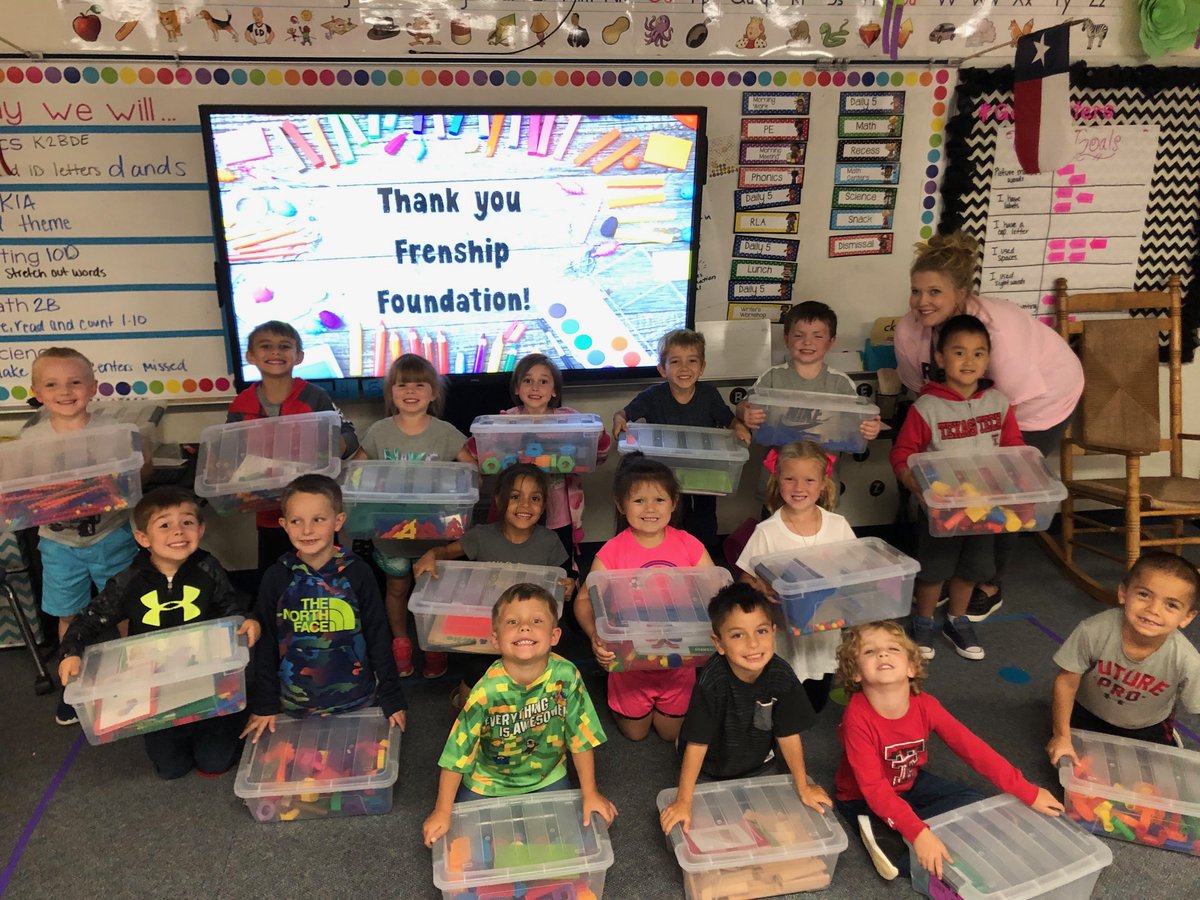uplandheights's tweet photo. Mrs. Brady’s kindergarten class is so excited to begin using the items purchased with their Frenship Foundation grant! They say THANK YOU to Frenship Foundation! https://t.co/FeaCFZ5k38