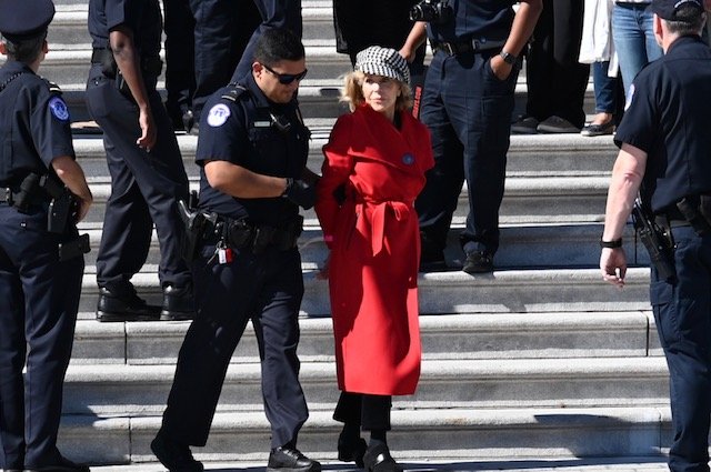 greenpeaceusa's tweet photo. Earlier today, at least 16 climate activists, including @Janefonda, were arrested at the first #FireDrillFriday action at Capitol Hill. 

Join Jane Fonda &amp; many more climate activists every Friday at 11am in DC to demand strong climate leadership to confront the #climatecrisis! https://t.co/yisYixzDtY