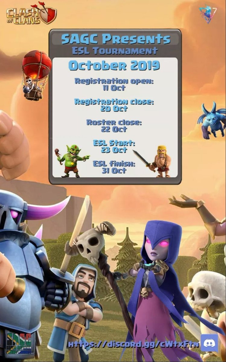SA_Clash_Com's tweet photo. @Clash of Clans >>

Its time guys, the moment you have been waiting for.

Here is the sign up form below for the esl tournament hosted by SAGC.

https://t.co/fAVdcPjBEC https://t.co/QFv29A6dIv