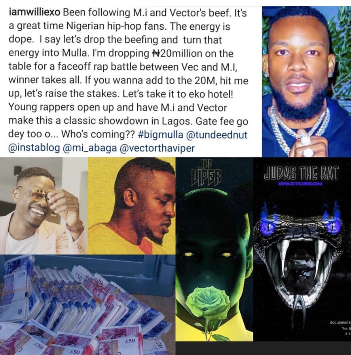 nicefrancis007's tweet photo. Incase you’re not on Instagram or somehow you didn’t see this, I brought it to twitter for you, this guy mean business, I will surely buy ticket and am sure so many people will too @VectorThaViper and @MI_Abaga how una see am
#JudasTheRat
#Viper
#ButMi https://t.co/nWhL7FkFsY