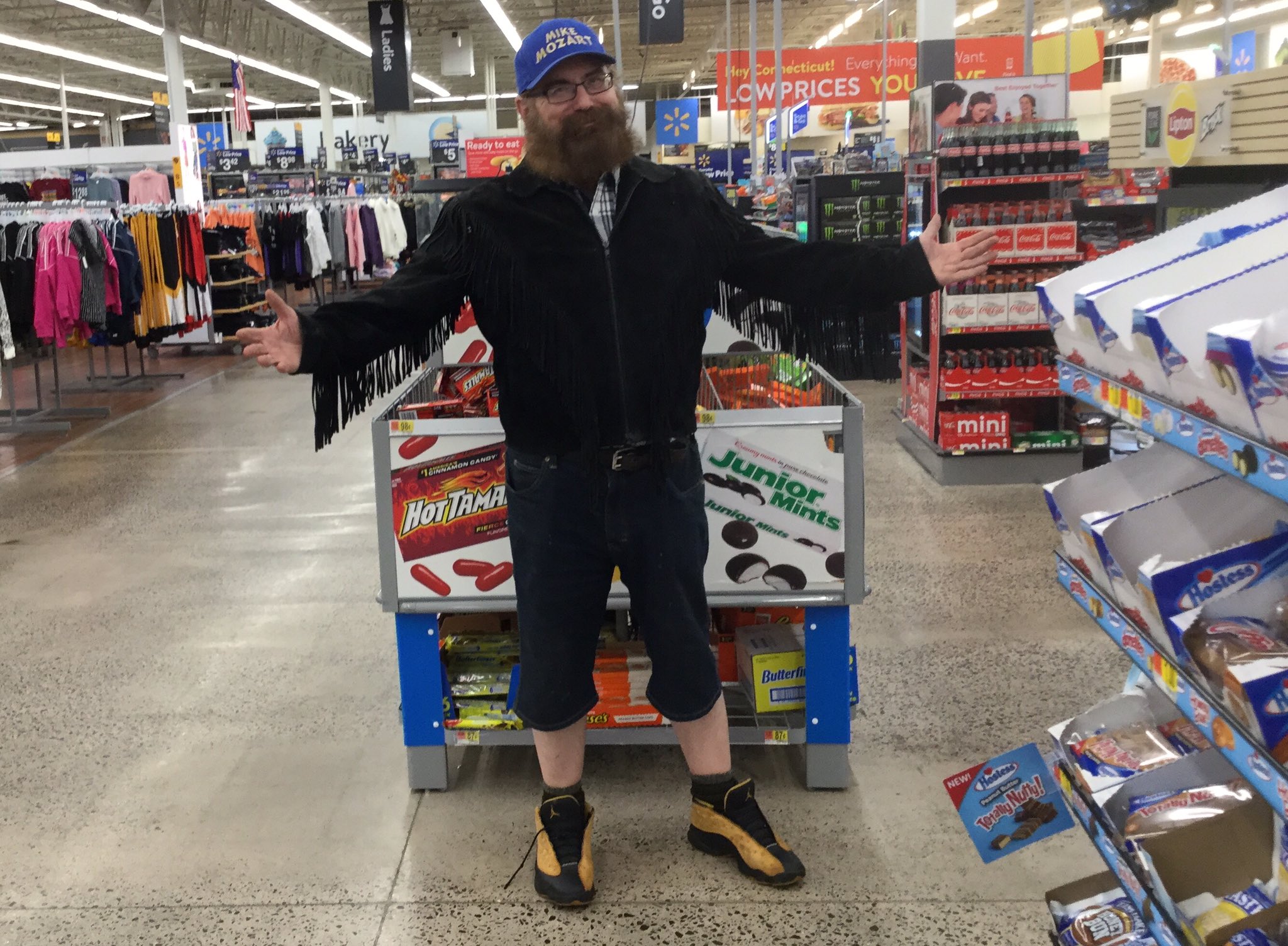 Mike Mozart Artist MiMo on X My oldest son just walked out of a Walmart because my outfit was too embarrassing to be seen with Original Learther Fringe Jacket I