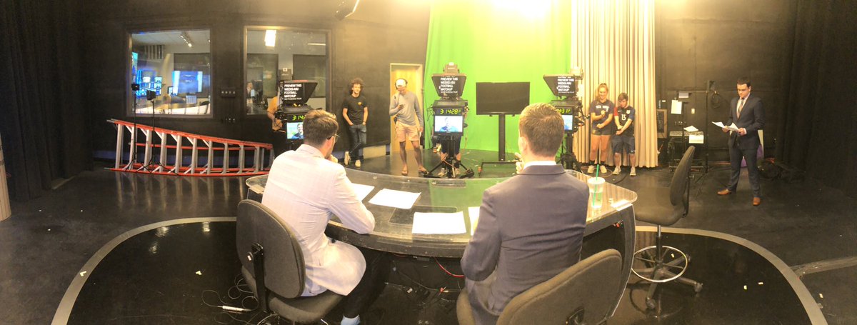 CronkSportsLive's tweet photo. View from behind the anchor desk. Join @Jacob_Rudner and @TylerManionTV live at 4 p.m. for all the latest in ASU athletics. https://t.co/dmSvCUYkiQ