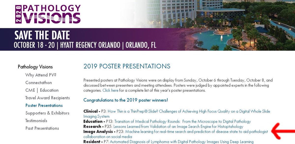 Andrew Schaumberg (@schaumberg_a) on Twitter photo We won Best Poster for Image Analysis at #PathVisions19 w/ "Machine learning for real-time search and prediction of disease state to aid pathologist collaboration on social media"!
Award digitalpathologyassociation.org/poster-present…
Poster digitalpathologyassociation.org/_data/files/20…
Preprint x.com/schaumberg_a/s… We won Best Poster for Image Analysis at #PathVisions19 w/ "Machine learning for real-time search and prediction of disease state to aid pathologist collaboration on social media"!
Award digitalpathologyassociation.org/poster-present…
Poster digitalpathologyassociation.org/_data/files/20…
Preprint x.com/schaumberg_a/s…