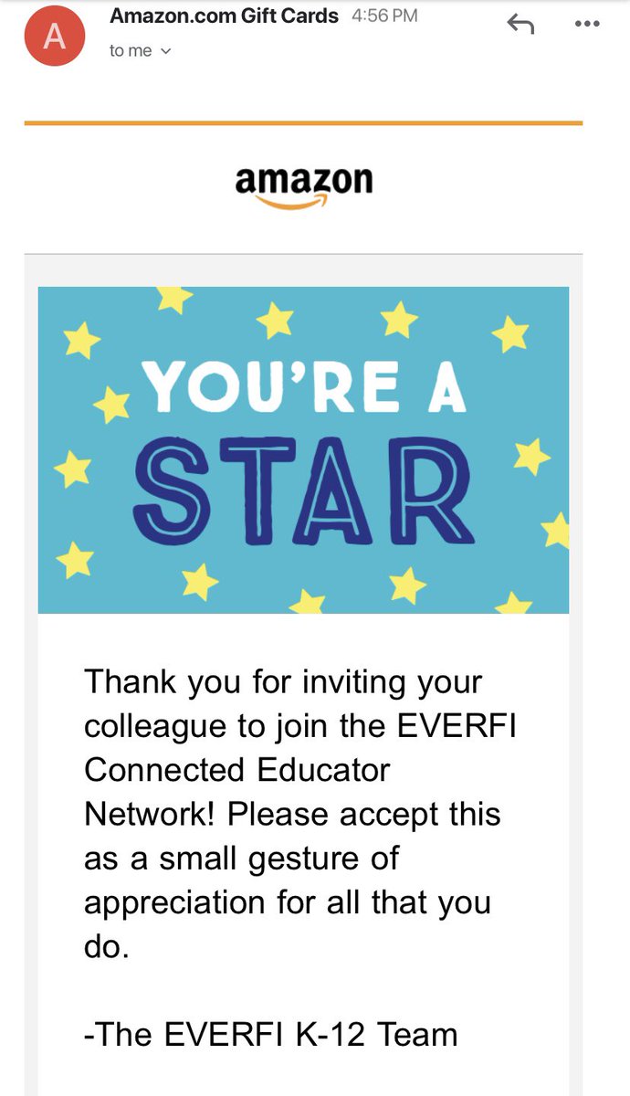 Thank you @EVERFI @EVERFIK12 for the #Friday surprise! I can’t wait to buy something for my classroom! #free #teacher #gifts @amazon @AmazonEdu @ChloeSanducci #shop #STEM #technology #resources #teacherrewards #TeachersOfTwitter #clearthelist #buyingbooks #STEMBooks #read