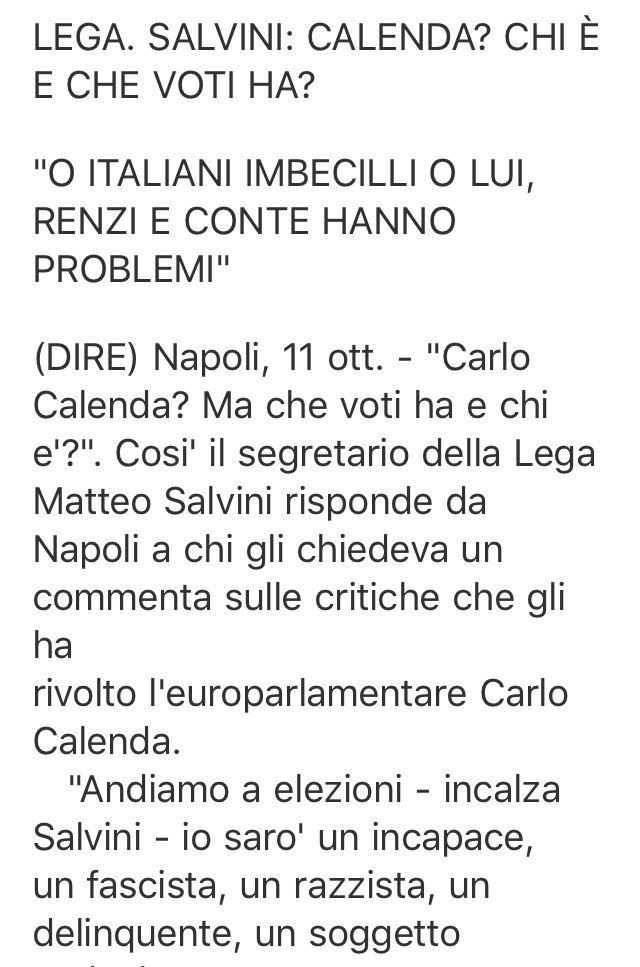 Caro ⁦<a href="/matteosalvinimi/">Matteo Salvini</a>⁩ fare il bullo non ti ha portato gran che bene. Comunque io sono uno che si presenta in ufficio, tu sei un fannullone che prende soldi a spese dei contribuenti e non va a lavorare. E per chi ha vissuto fuori dalla politica tanto basta. A presto.