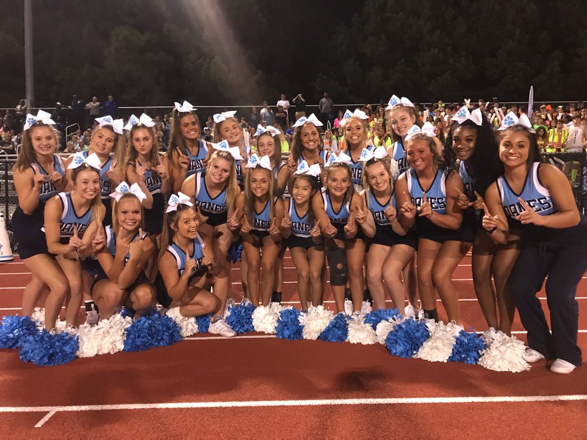 borntocompete's tweet photo. Denmark Danes Cheer Squad with the ones up! #team11
*
*
*
#B2CandNBC #team11 #11alive #11AliveSports #family #playfootball #borntocompete #HSfootball #HSFB #fridaynightlights #blessedtrinityhighschool #denmarkhighschool https://t.co/7OiTczSWte