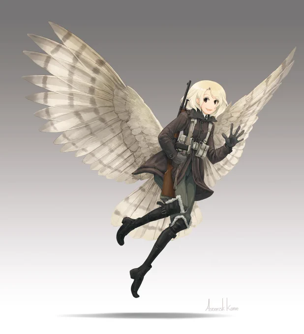 メンフクロウの少尉さん…名前はまだ決まっていない。 #Winged_Fusiliers 