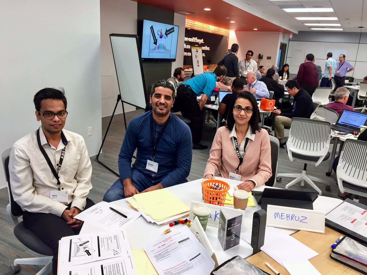 MehruzK's tweet image. A great 1st day as team leader w/ my team at @ABETaccredit workshop. @Brockport Computing Sciences faculty are committed to working hard at developing & maintaining high curriculum & assessment standards for our students. #ABETconfident #ProgramAssessment #ContinuousImprovement