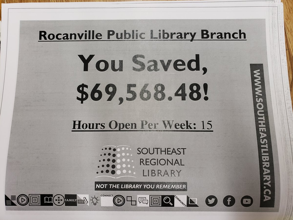 RocanvilleLib's tweet photo. Congratulations to our community of Rocanville! You saved $69,568.48 in 2018! Thank you so much for supporting our library and using it's resources! Can't wait to see how much we've saved this year! https://t.co/mukIYuMiix