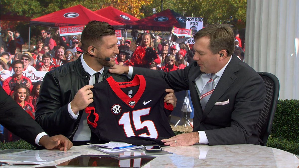 BulldogsOnSI's tweet image. Tim Tebow says that if Georgia continues to put it on Jake Fromm’s shoulders, they can “win it all”.