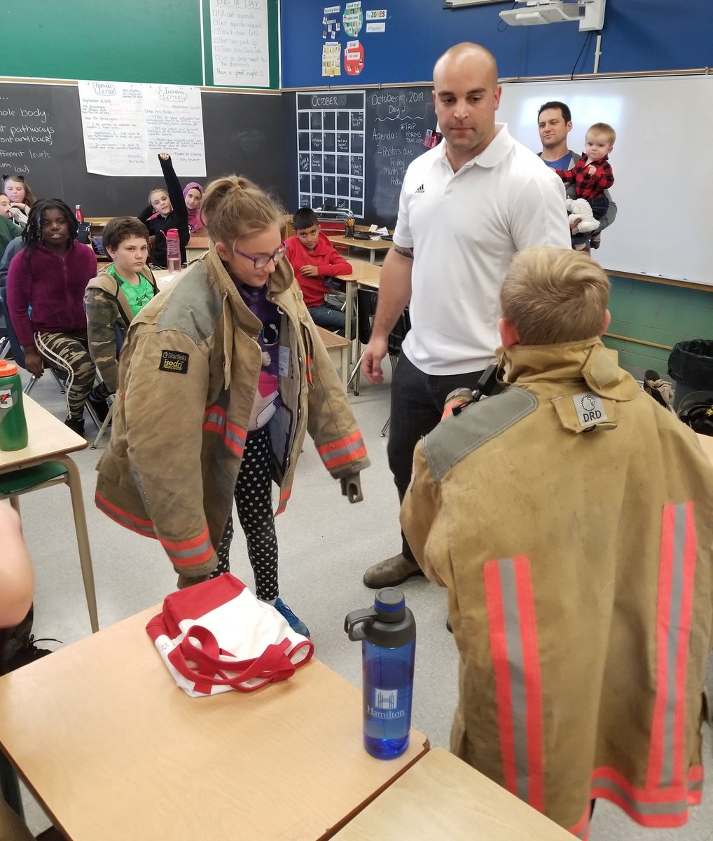 What a fun way to end the week. Thank you Firefighter Dave and Firefighter Steve from the <a href="/HamiltonFireDep/">Hamilton Fire Department</a> for coming in and talking Fire Safety with us before the long weekend! 🧯🔥👨‍🚒👩‍🚒 #checkyoursmokealarms