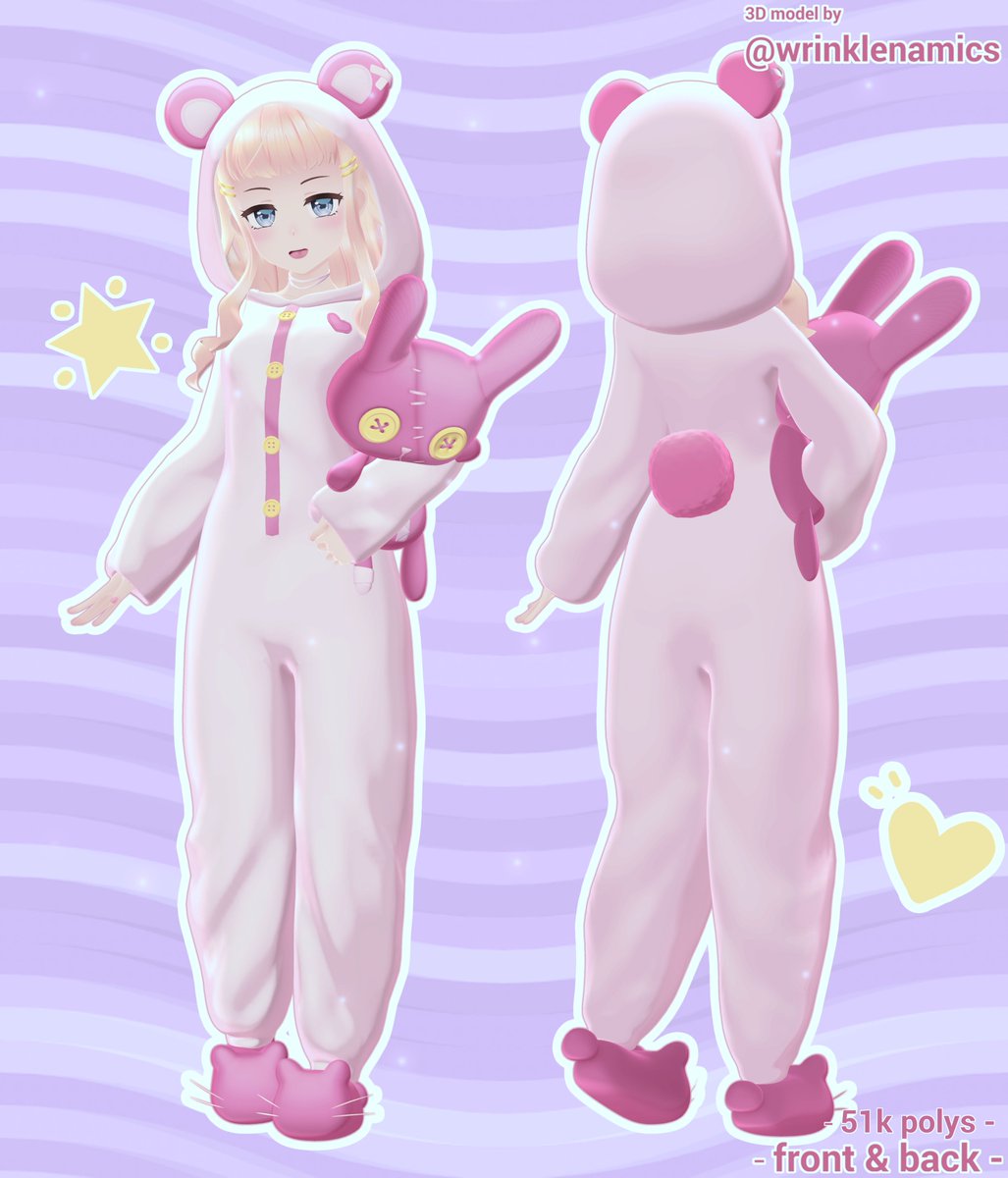 wrinklenamics's tweet photo. Thanks so much everyone for your support of Bunny Ridie! I just had to make Ridie a friend to match pajamas with! 🐼
You can play as Aila in VRChat here!:
https://t.co/X26536Nmqe
#Vrchat #unity3d #booth_pm https://t.co/hiIFyOelLI