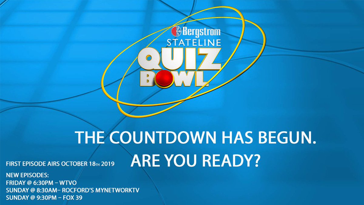 First episode airs October 18th Friday @ 6:30pm on WTVO
for more information on all things Stateline Quiz Bowl
mystateline.com/community/stat…