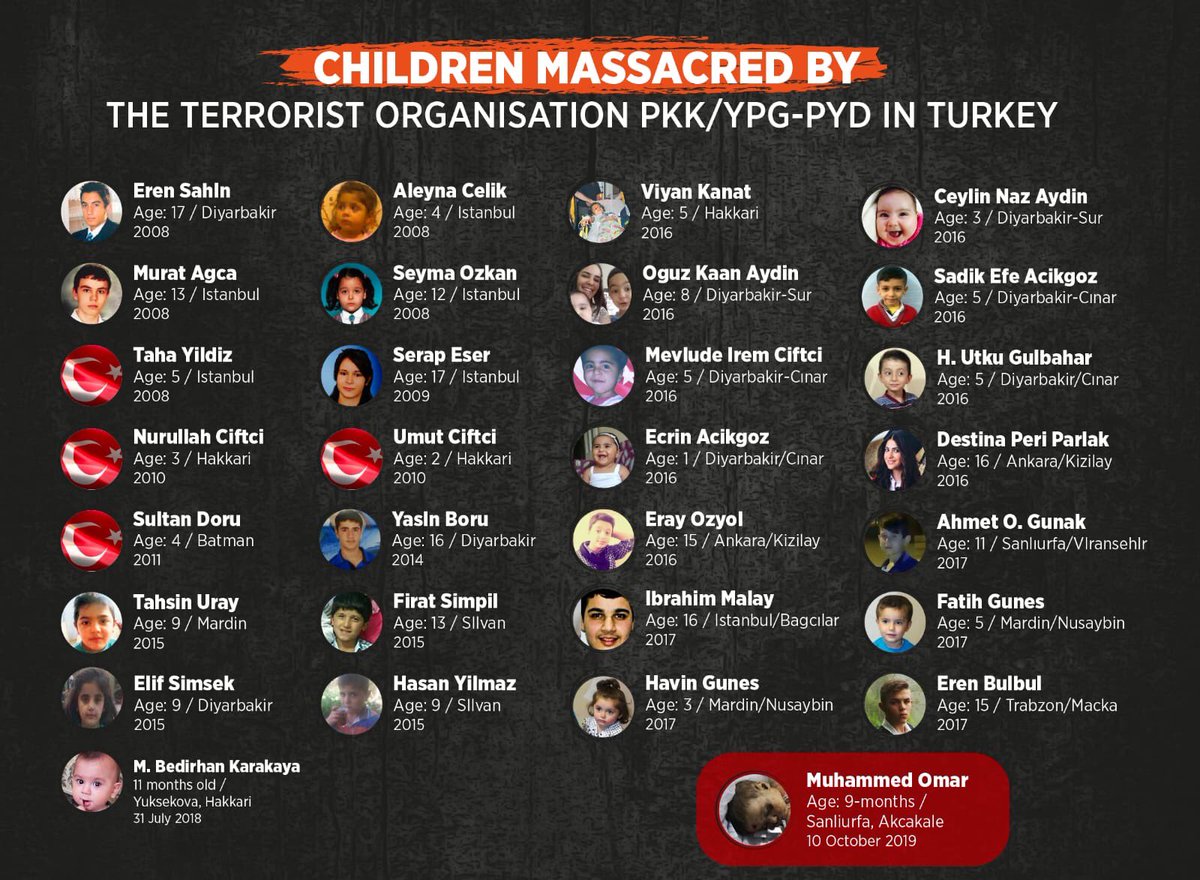 3. THE  #PKK TERRORThe PKK killed more than 40.000 people in the past 30 years. These are real numbers. They brutally massacred women and children. Let me show you a list of some children and babies who were killed by the PKK. And a very recent murder of the PKK.