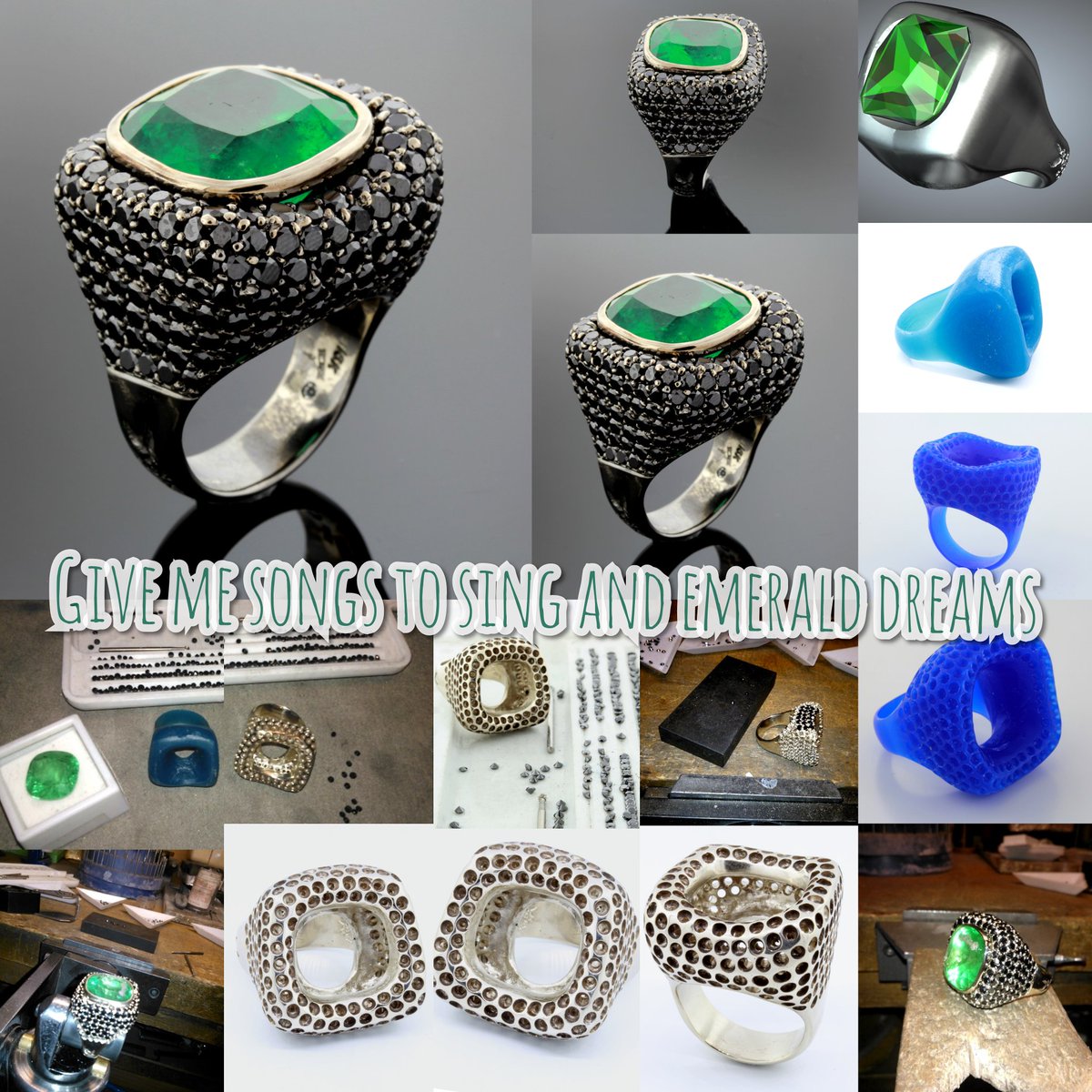 RichCustom's tweet photo. "Give me songs to sing and emerald dreams to dream and I'll give you love unfolding" -Jim Morrison 1943-1971
#18kgold #pavesetting #stepbystep #bezelset #jimmorrisonquote #madeintheusa #lasvegasjeweler #vivalasvegas #maybirthstone #waxmodel #emeraldandblackdiamondring #dreams https://t.co/z3IR56ye50