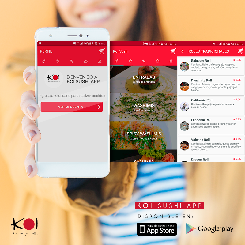 KoiSushiSV's tweet photo. ¡Pedir tus rolls favoritos es tan fácil como descargar nuestra app! https://t.co/yr8mndn02w