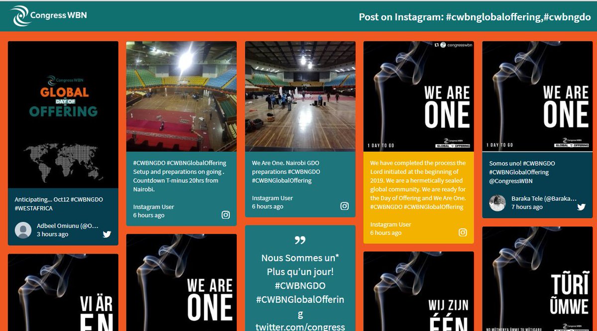 CongressWBN's tweet image. TRACKING THE GLOBAL DAY OF OFFERING!

The Congress WBN Global Day of Offering Tracker is the best way to follow the updates from around the world in one convenient place.

Click now cwbnglobaloffering.org and start tracking!