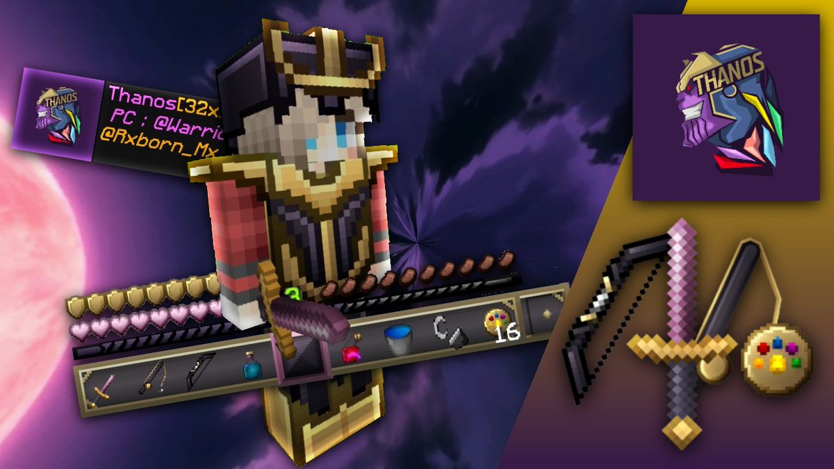 ErickoGamerYT's tweet image. ϟ Thanos [32x] 

▪️Version: 1.2 / 1.4 / 1.7 / 1.8/ 1.9 / 1.10 / 1.11 / 1.12 / 1.13

◆ Credits: 
▪️ [PC]: @Warriohh x @dqyz_
▪️ [PE]: @Rxborn_Mx x @_Kyable_

◆ Resolution:
▪️ Items: [32x]
▪️ Blocks: [32x]

Like ❤️, RT 🔄 And Follow?

DL: youtu.be/6gCdNcdLAj0