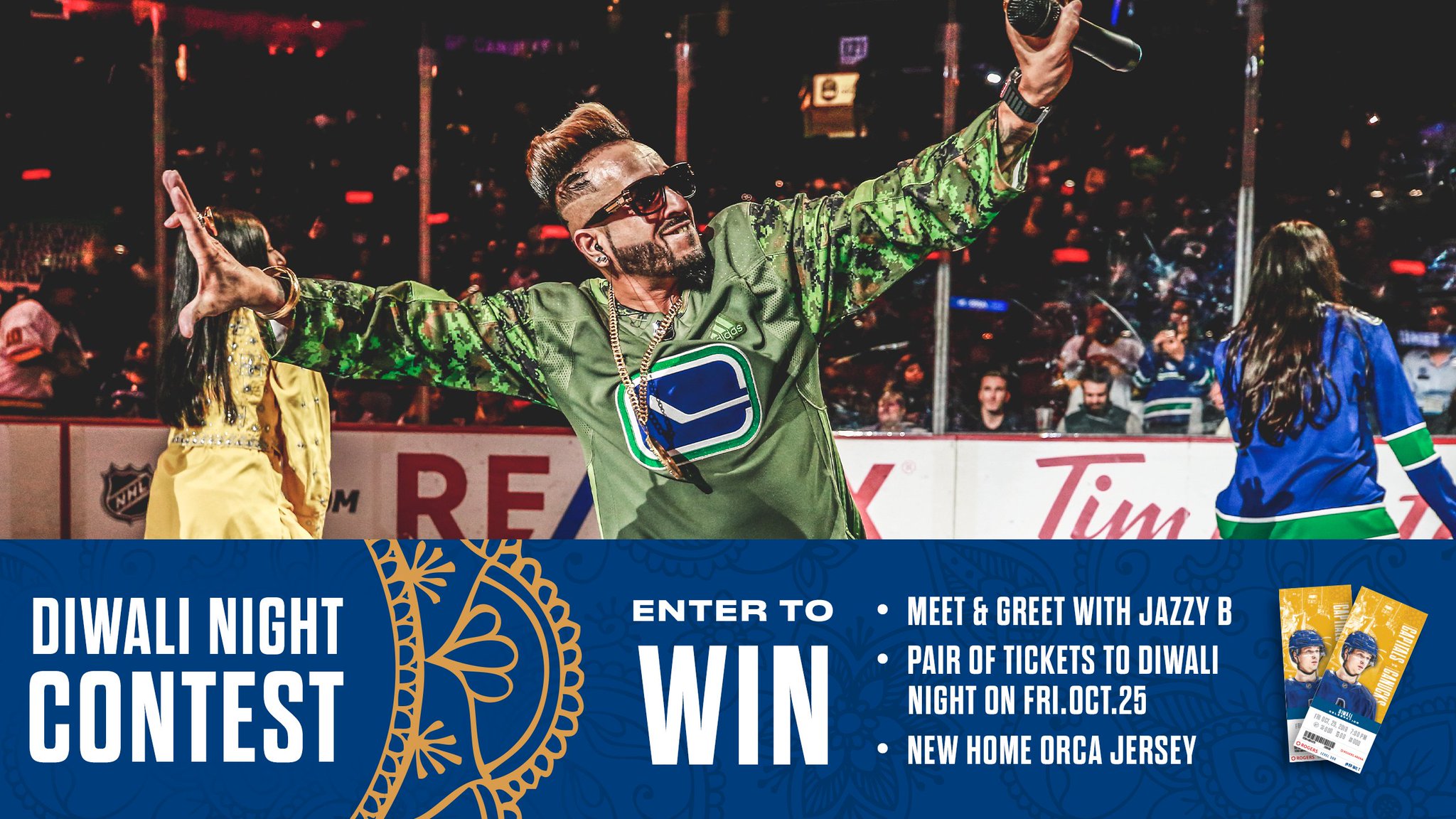 Vancouver Canucks on X: .@jazzyb rocked @RogersArena last year and we're  excited to welcome him back on Oct. 25th. Enter to win a meet & greet  plus a #Canucks jersey & tickets