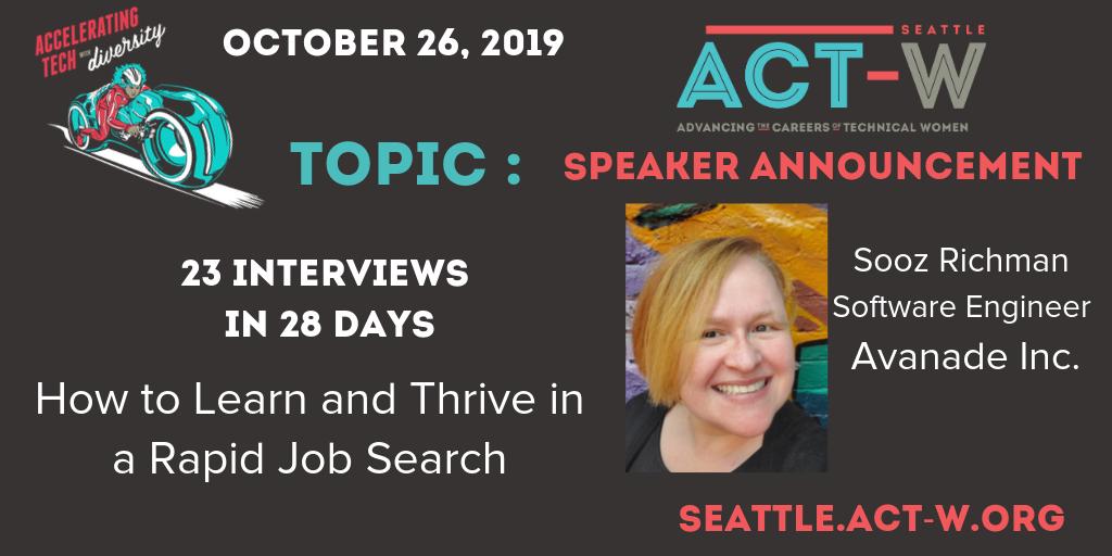 ChickTechSea's tweet image. She has great advice for those currently searching and interviewing in tech.  Do you know her?
We&apos;ll be giving all a sneak peak into our speakers over the weekend!  Keep an eye on #actw2019 #chicktechsea
Do you have your tickets yet? 
lnkd.in/gR5BiiF