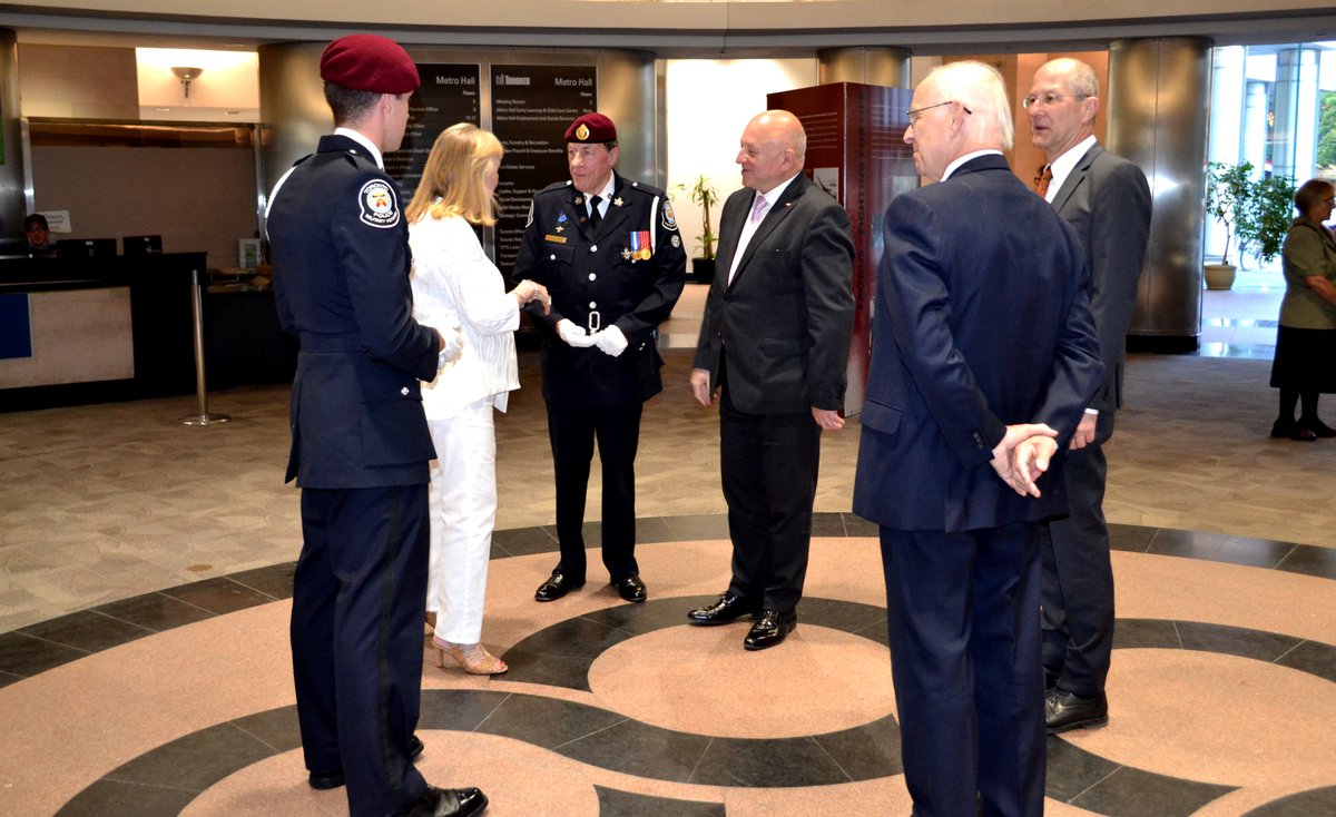 PLinToronto's tweet photo. We are thankful for the presence of everyone including members of consular corps from 🇩🇪🇺🇦🇷🇸🇨🇿🇭🇺& Toronto Police Military Veterans Association at today’s opening of the ‘Fighting and Suffering’ exhibition commemorating the 80th anniversary of the outbreak of #WWII. #80WWII https://t.co/Om3xYBCkid