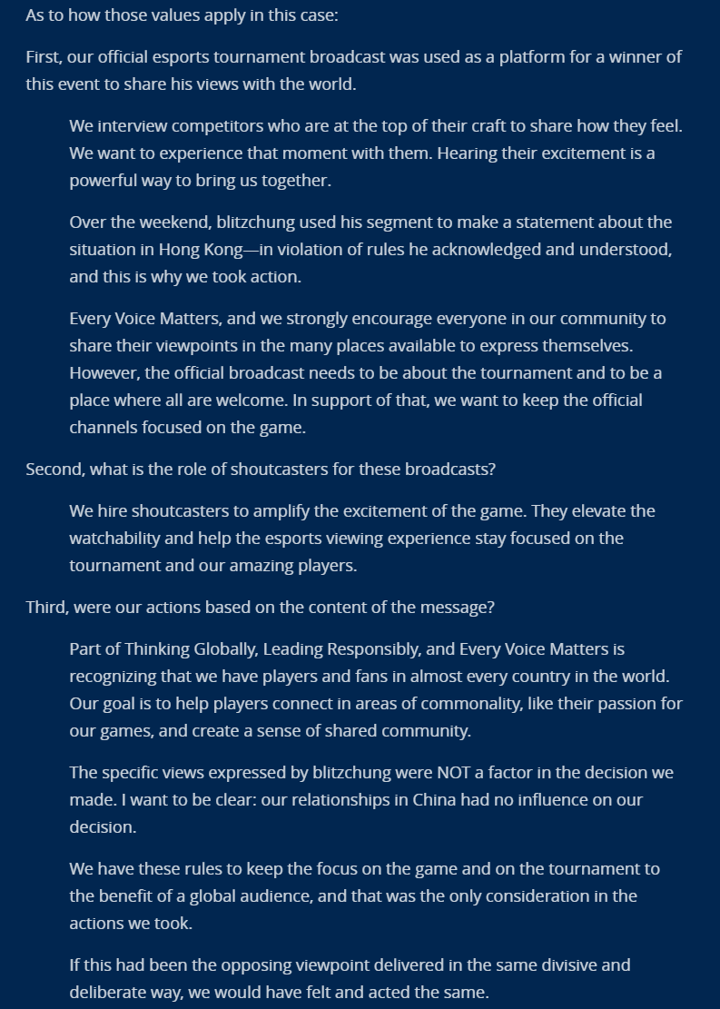 Wario64's tweet photo. Blizzard's statement https://t.co/2be943gcM0 https://t.co/s2WRblNygC