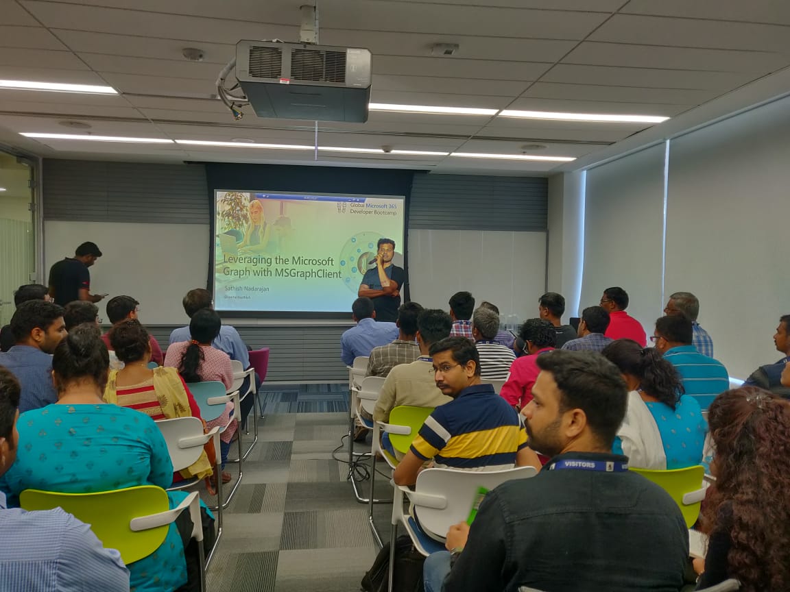 XMonkeys360's tweet image. Next awesome session started by @contactsathish  on&quot;Microsoft Graph with MSGraphClient&quot; @M365Bootcamp #MS365DevBootcamp #IndiaMVP #mvpbuzz #MS365DevBootcampChennai #officer365 #O365Bootcamp @Office365 @Office @OfficeDev @IndiaMVP
