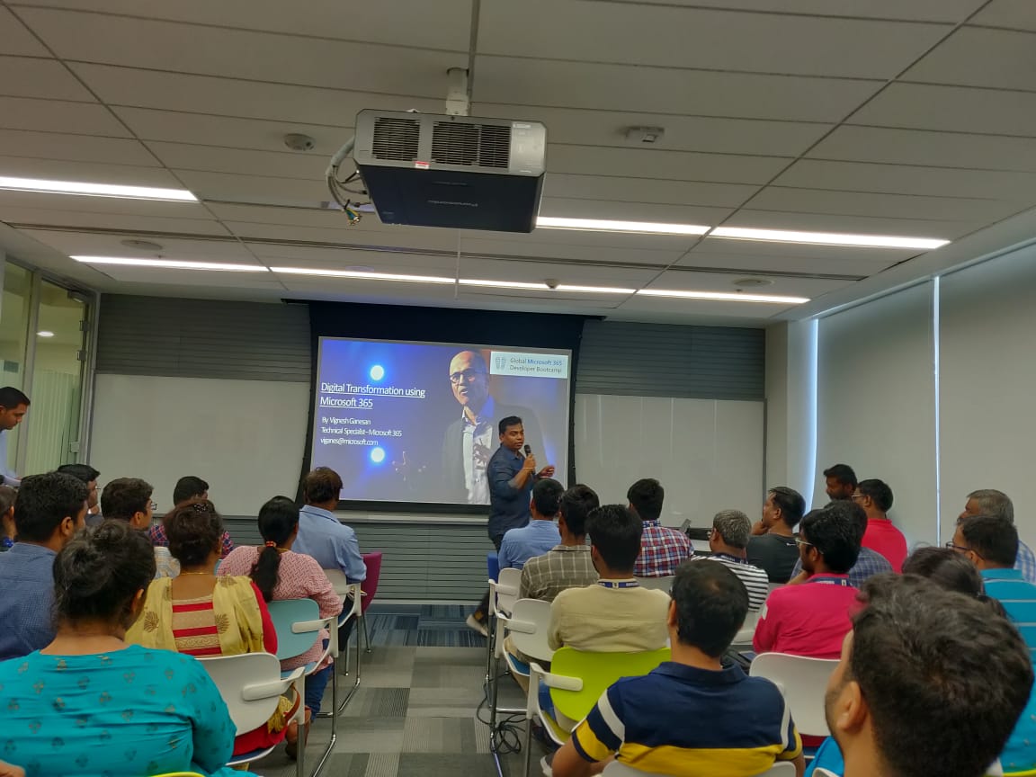 XMonkeys360's tweet image. Followed by keynote...&quot;Digital Transformation using Microsoft 365&quot; by @sharepointnerd  @M365Bootcamp 
#MS365DevBootcamp #IndiaMVP #mvpbuzz #MS365DevBootcampChennai #officer365 #O365Bootcamp @Office365 @Office @OfficeDev @IndiaMVP