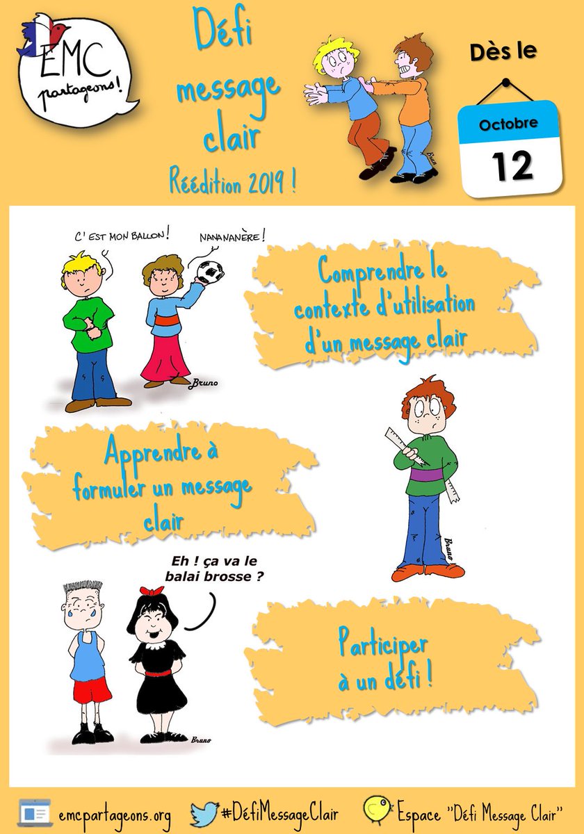 Pour préparer le #DéfiMessageClair, l'équipe vous propose une première séance sur le contexte d'utilisation. Le langage oral au service de la résolution autonome de petits conflits entre pairs, c’est ici ! 👇
emcpartageons.org/2019/10/11/def…