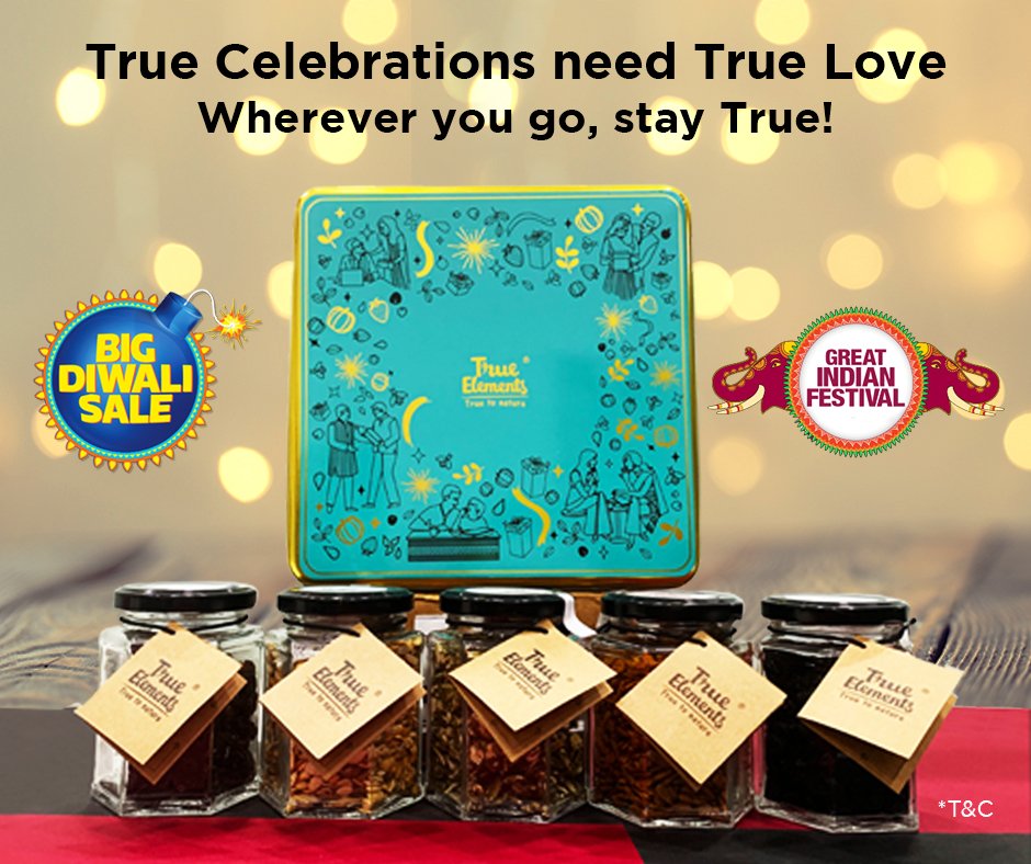 Embrace this gifting season with our Authentic Gift Hampers available in various combinations, with up to 30% OfF on each!

Offer valid from 12th Oct - 17th Oct, on Amazon & Flipkart

#TrueElements #TrueToNature #Flipkart #BigDiwaliSale #Amazon #GreatIndianFestival #DiwaliGifts