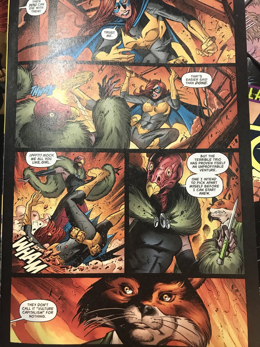 キャプy 2 18 ウェストコーストアベンジャーズ A Twitter バットガール誌のテリブルトリオ 別に獣人じゃなくてマスクを被った人間なのに表情があるので 結果としてペレティエが獣人を描くのがめちゃくちゃうまいのがわかってしまう