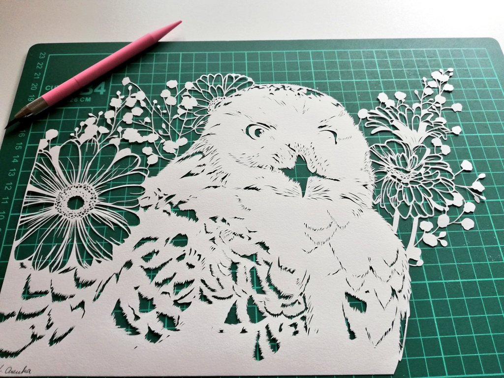 ট ইট র はっとりあすか 切り絵作家 白フクロウは幸せの象徴 ガーベラの花言葉は 前進 絶滅危惧種である白フクロウが 良いほうに前進しますように 切り絵 ট ইট র はっとりあすか 切り絵作家 白フクロウは幸せの象徴 ガーベラの花言葉は 前進 絶滅危惧種である白フクロウが 良いほうに前進しますように 切り絵