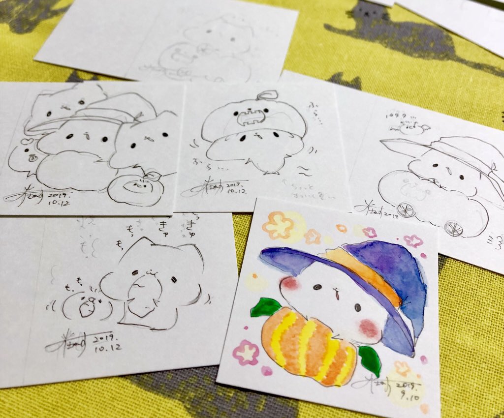 ねこ休み展in大阪(10/16〜27)用の原画を描いています！
#ましまろう
#ねこ休み展 