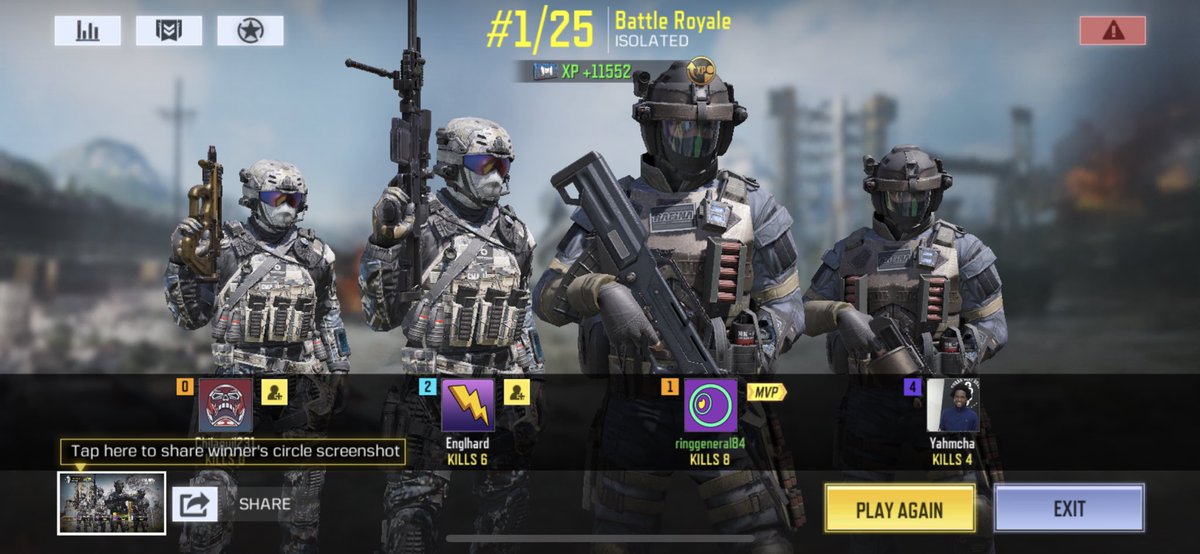BAlive84's tweet photo. 8 kills and the W in the battle royale mode! #CallofDuty #CallOfDutyMoblie #mobilegaming #codlegend #battleroyale #victoryroyale #videogames #bestgameralive #lifestyle https://t.co/F7whJ6oO82