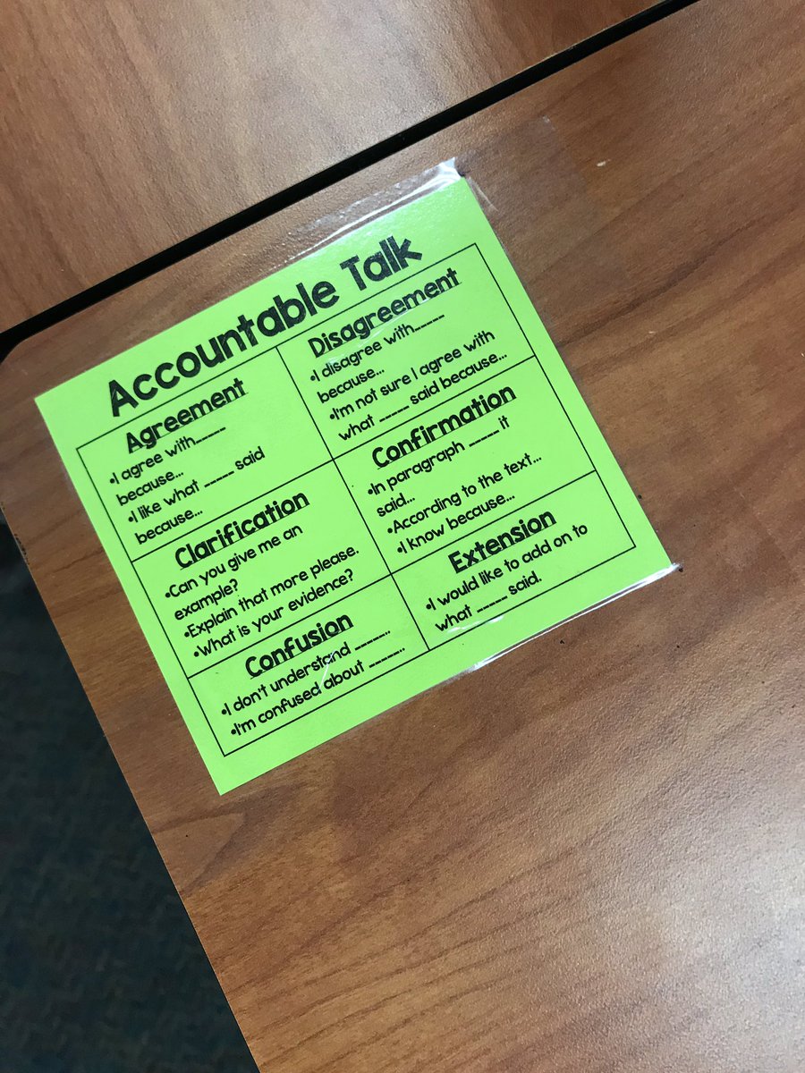 matthew_arend's tweet image. Couldn’t help but notice this handy dandy reminder posted on the corner of students’ desks. If we want students to be accountable with their talk, we must share ways for it to occur. Nice work @suzetteluthi! #mccluremarshals