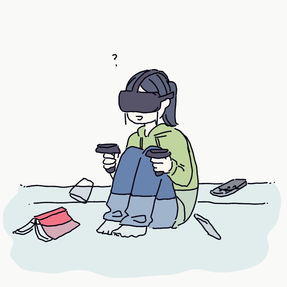 1girl head-mounted display solo ? controller hood hoodie  illustration images