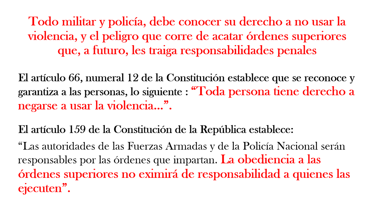 augustotandazo's tweet photo. NO SON SUFICIENTES LOS LIKE. ESTO ES NECESARIO VIRALIZAR PARA QUE TODO MILITAR O POLICÍA, EN TODO EL ECUADOR, CONOZCA ESTAS NORMAS CONSTITUCIONALES https://t.co/pdSOIZsINc