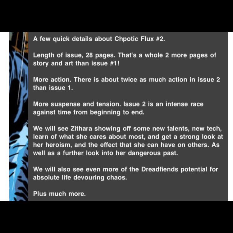 FluxChaotic's tweet photo. Dropping a slew of new #ChaoticFlux #2, plus some art for issue #3!
The IndieGoGo campaign is scheduled to kick off in December.
Chaotic Flux #1 will also be available in the campaign.
#CG2019 #CGSquad #BuildingAFuture #ComicsGate #Phase3 #indiecomics #TeamComics #makecomics https://t.co/CIj0bGP1Tu